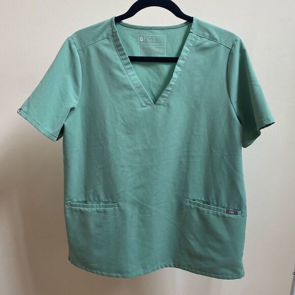 Figs Casma v-neck Jade green 3-pocket scrub top - Picture 1 of 6